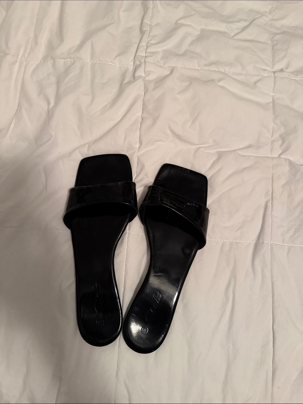 SHEIN Black Square Toe Slide Mules